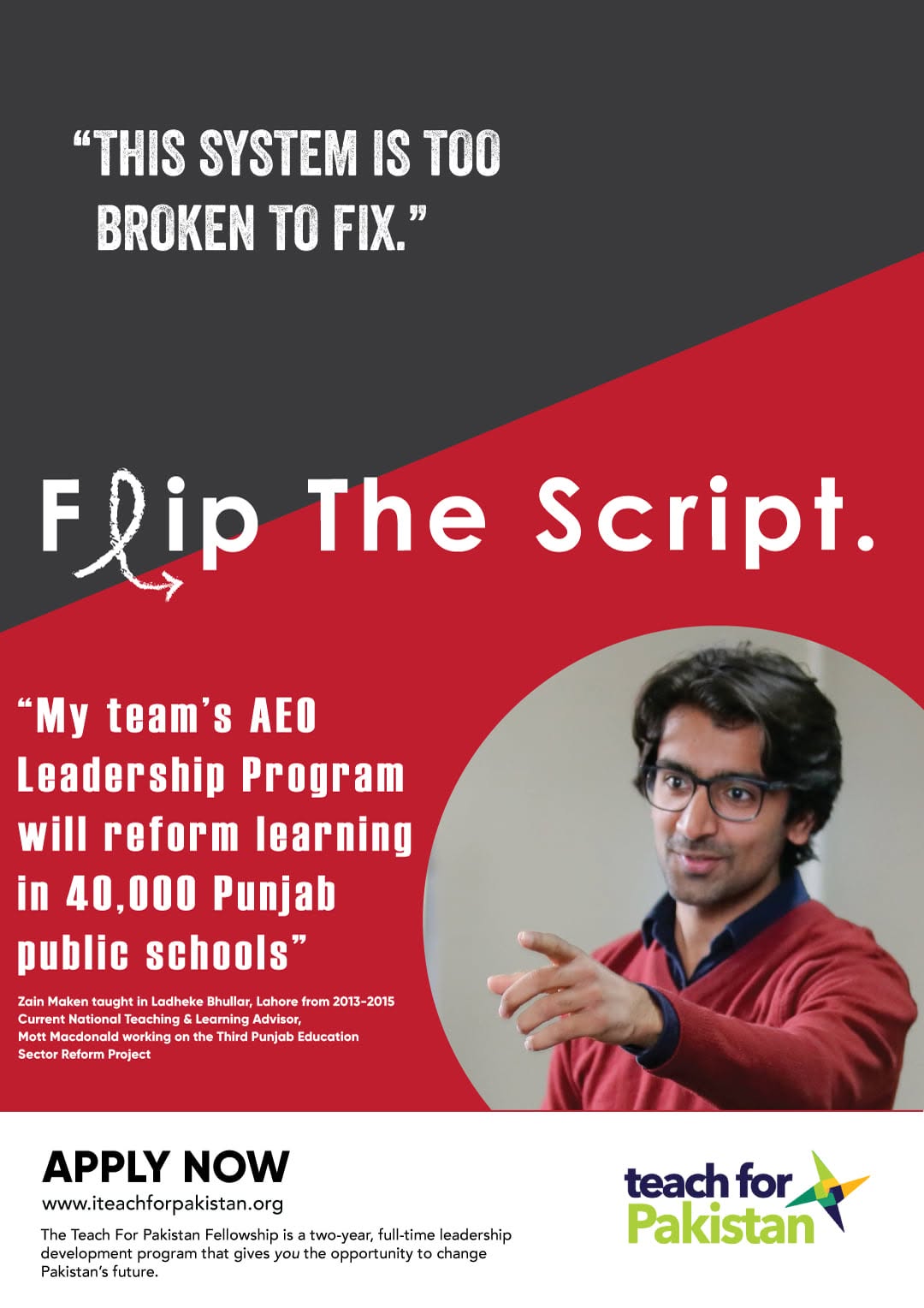 Flip the Script poster featuring Alumnus Zain Maken