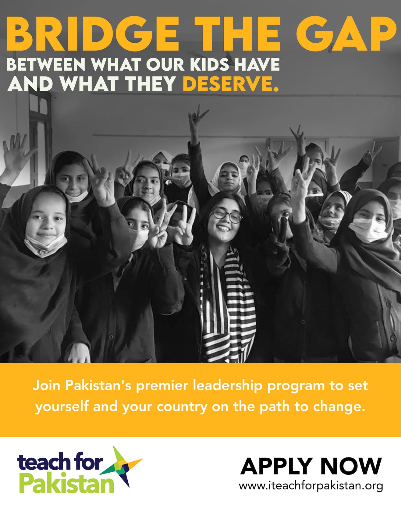 Bridge the Gap poster: between what our kids have and what they deserve