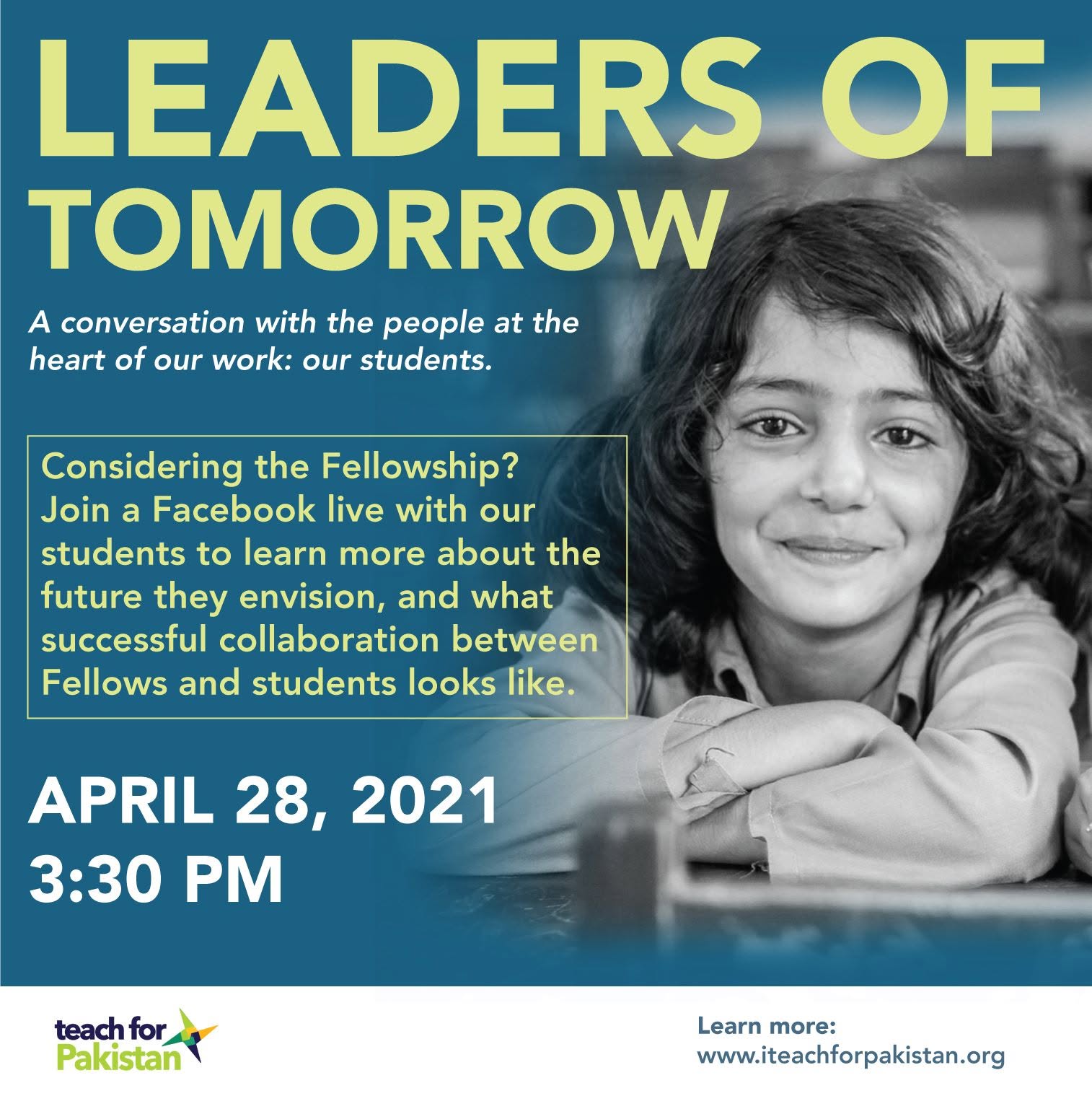 Leaders of Tomorrow event graphic with students