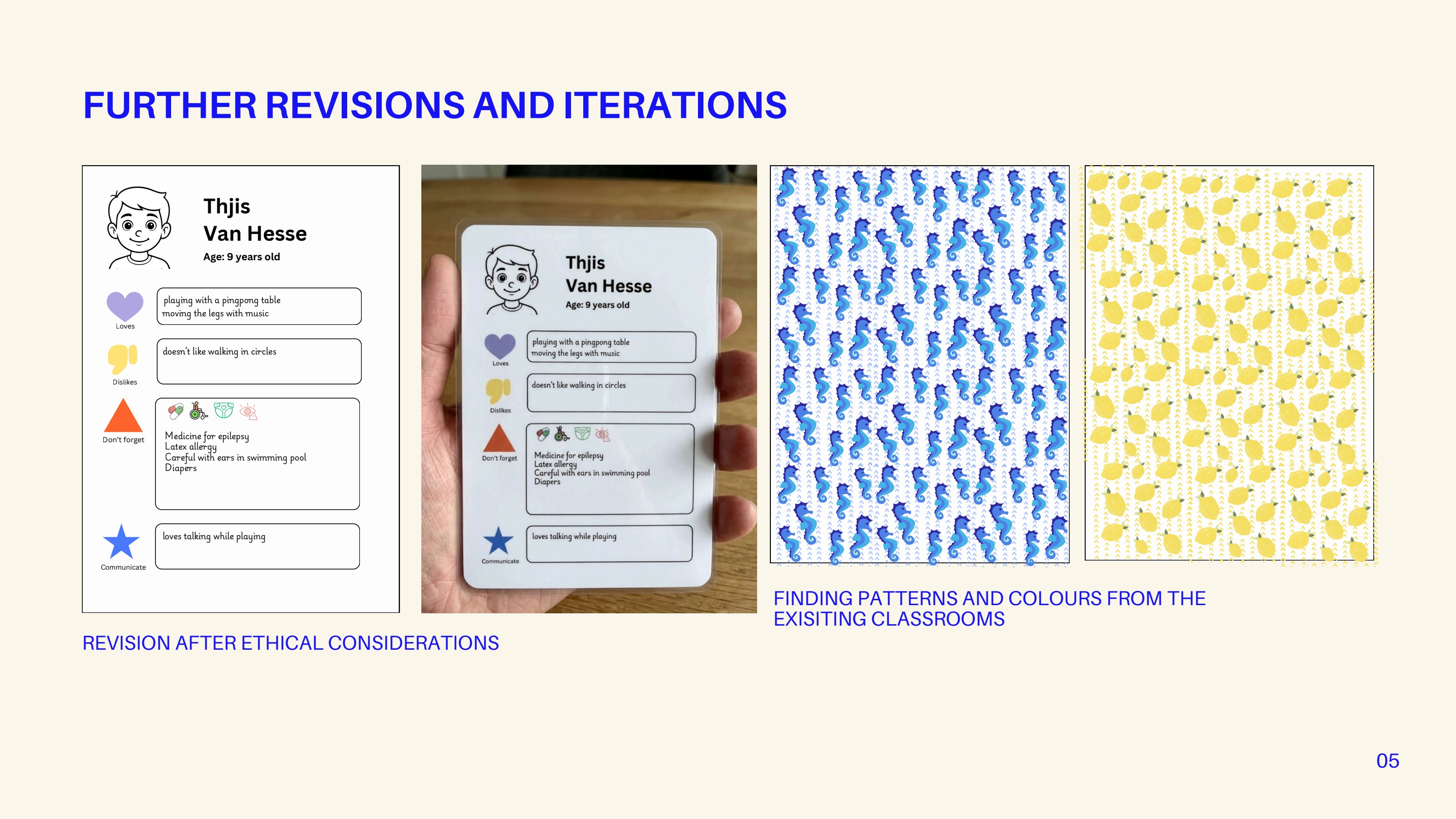 Further revisions: shape-based icon language and class-pattern borders drawn from existing classroom visuals